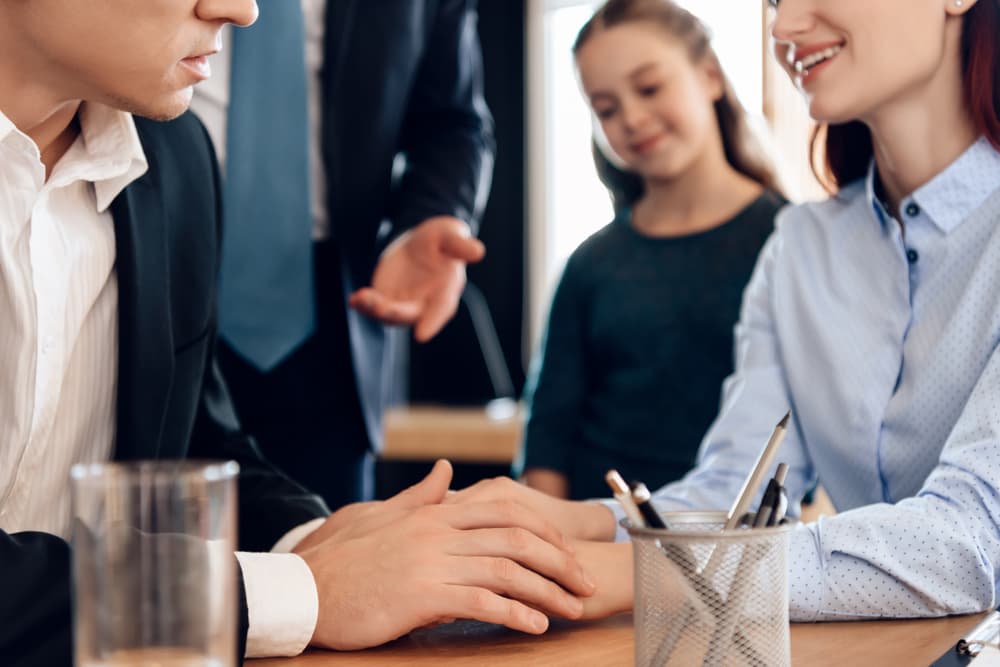 Family in office of family lawyer